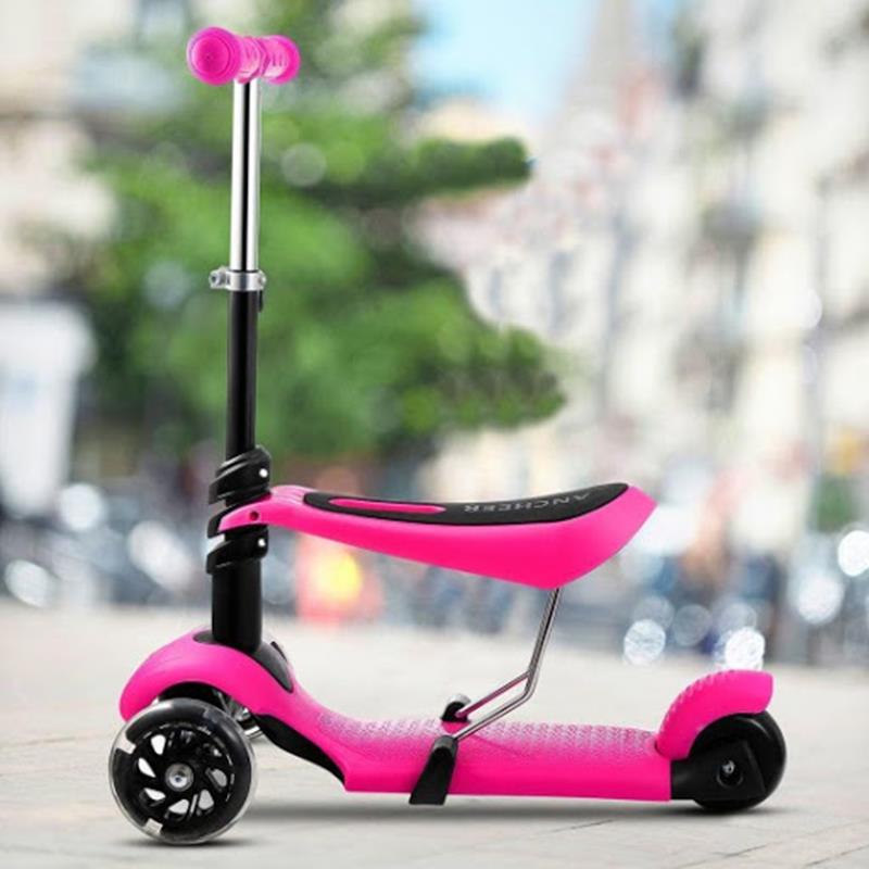 Patin Diablo Scooter Montable 3 Ruedas Luces Led Catarina Fucsia