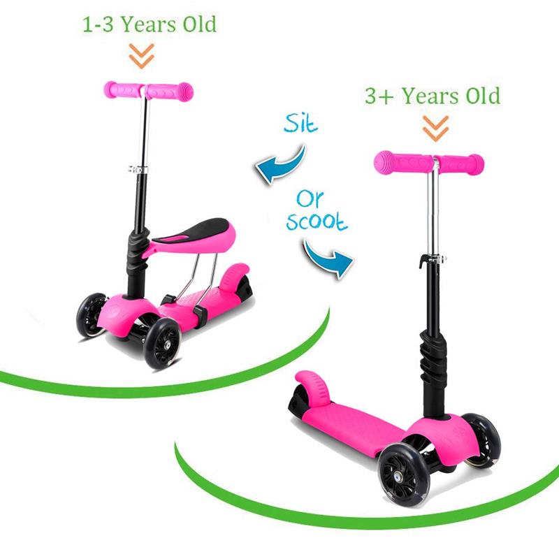 Patin Diablo Scooter Montable 3 Ruedas Luces Led Catarina Fucsia