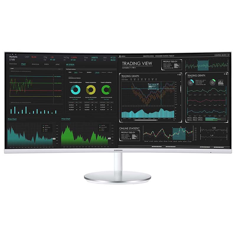 Samsung Monitor Thunderbolt-3 34" LED Curved, 3440 x 1440, HDMI, Metallic Silver/White LC34J791WTLXZX