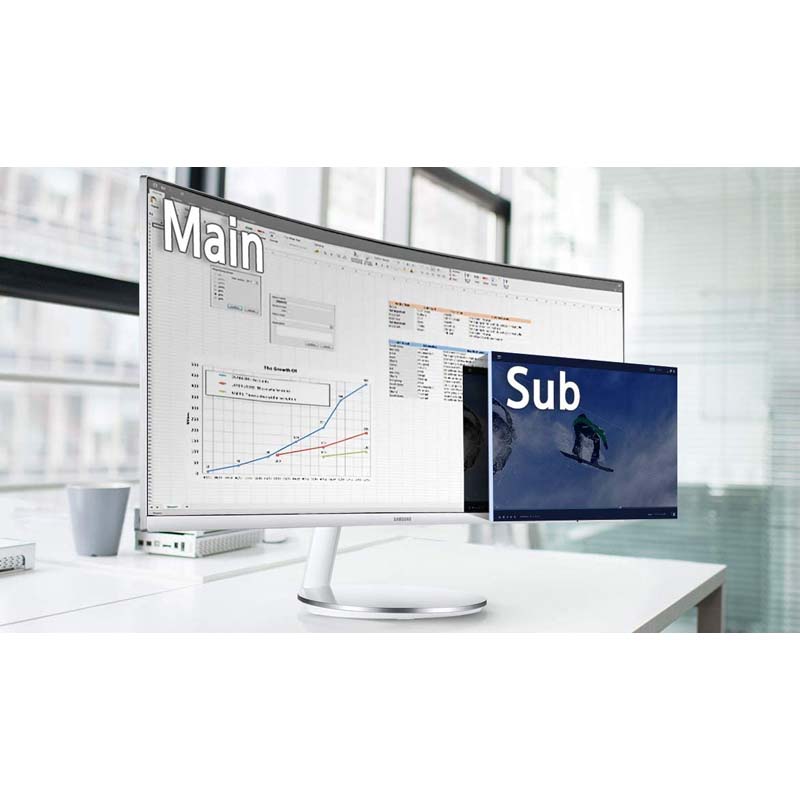 Samsung Monitor Thunderbolt-3 34" LED Curved, 3440 x 1440, HDMI, Metallic Silver/White LC34J791WTLXZX