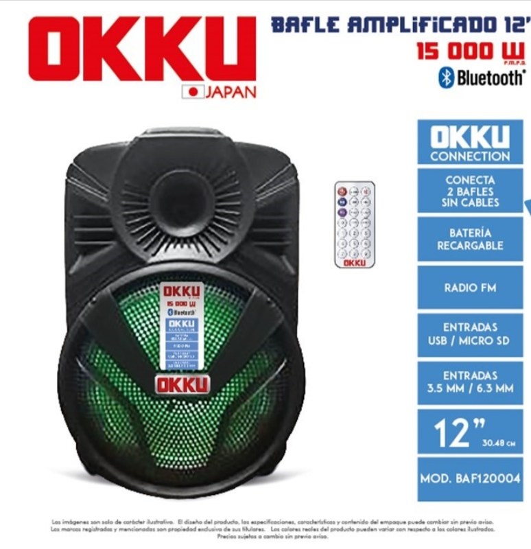 Bafle amplificado Fussion okku BAF120004 15000 W Bluetooth USB micro SD END