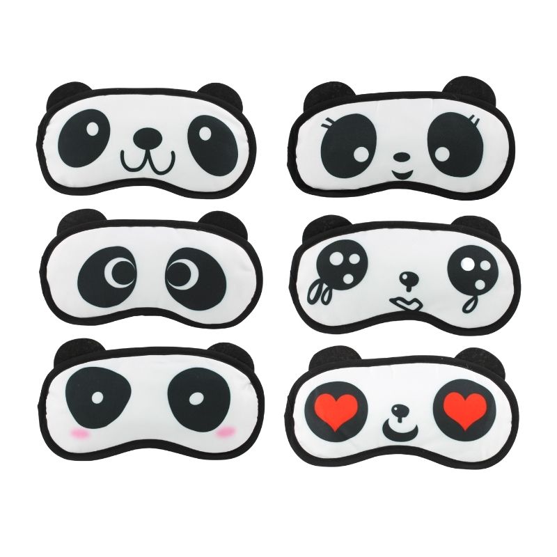 Paquete 6 pz Antifaz de Gel para Ojos Oso Panda, LBP, Térmico Desinflamatorio, Blanco/Negro