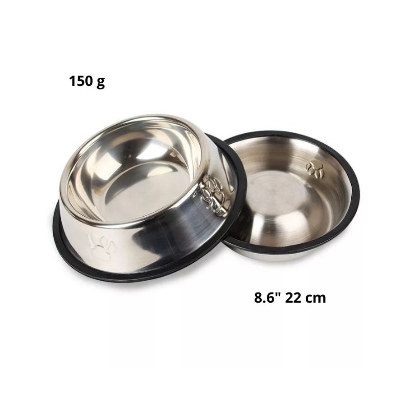 Tazón Plato para Mascota Acero Inoxidable, LBP, Perro Gato, 16oz/150g, 22cm (8.6in) -Plateado