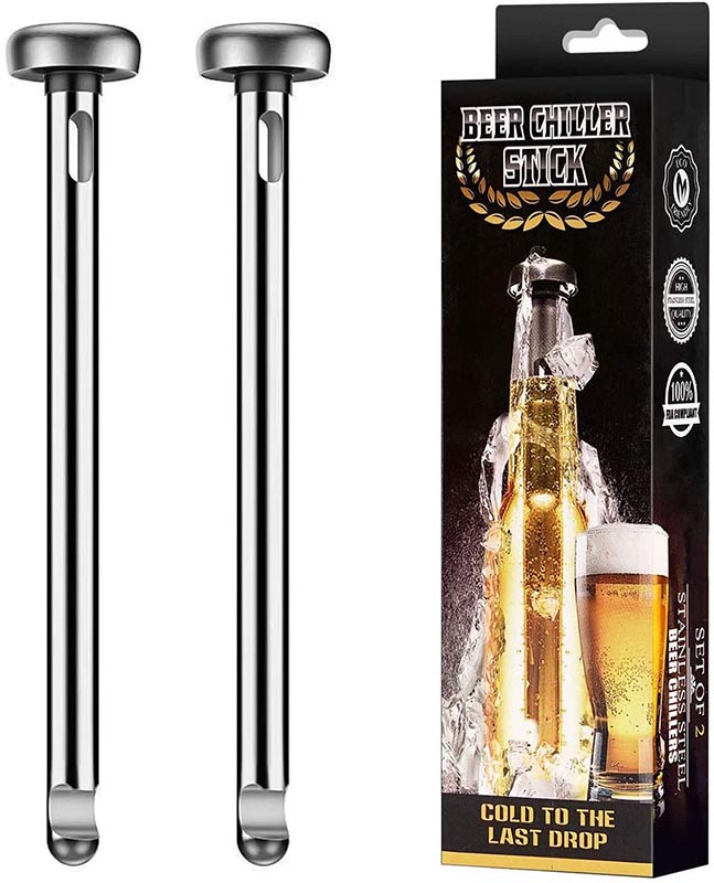 Barras enfriadoras de cerveza número uno para botellas, 2 piezas de acero inoxidable enfriador de bebidas para mantener las bebidas frías, gran idea de regalo para Navidad, Acción de Gracias, hombres regalo de cumpleaños