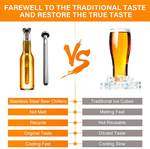 Barras enfriadoras de cerveza número uno para botellas, 2 piezas de acero inoxidable enfriador de bebidas para mantener las bebidas frías, gran idea de regalo para Navidad, Acción de Gracias, hombres regalo de cumpleaños