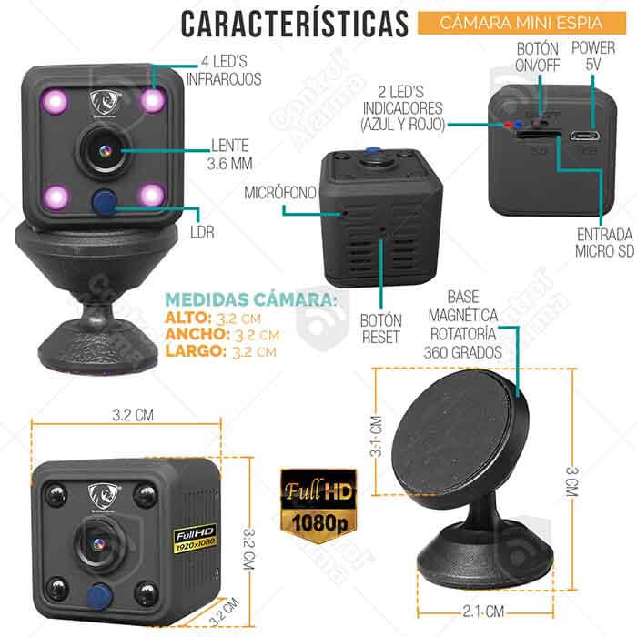 Cámara Wifi Ip Mini Espia Nube Fhd Video Vigilancia Oculta