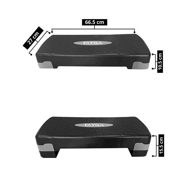 Tayga banco step aerobics gris antideslizante altura ajustable