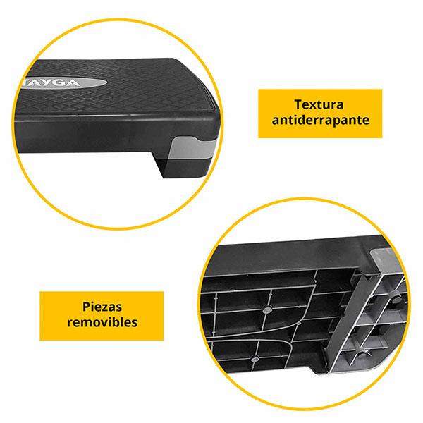 Tayga banco step aerobics gris antideslizante altura ajustable