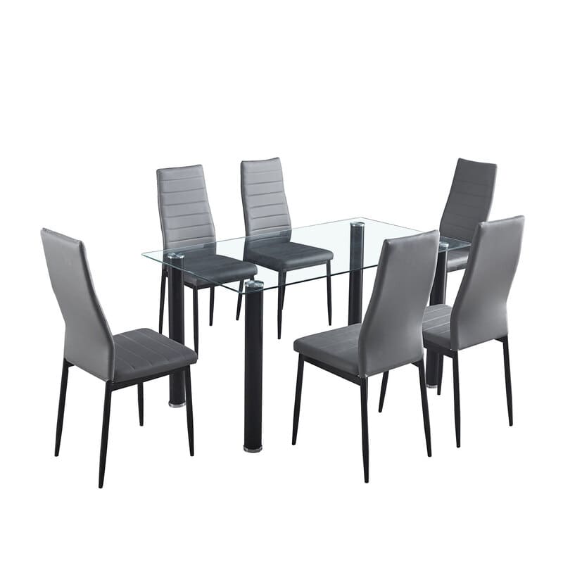 Comedor Minimalista de Cristal Templado de 6 Sillas Shade