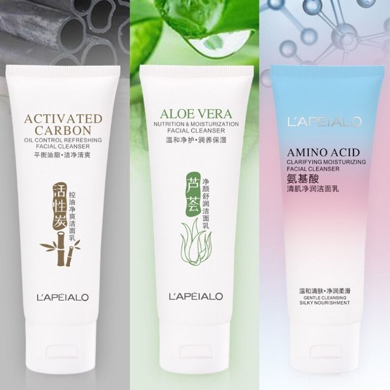 Set 3pz Jabón Limpiador Facial de Aloe Vera, Carbón Activado y Aminoácidos, LBP