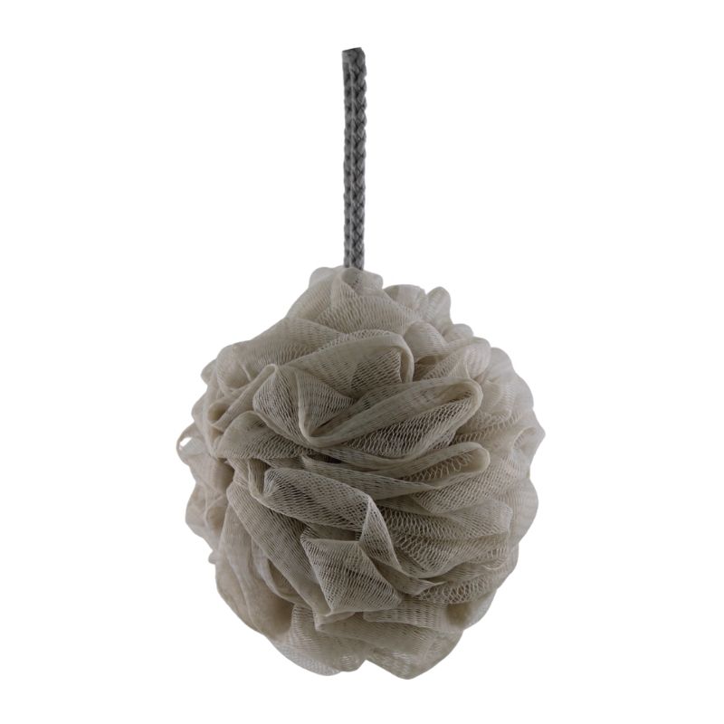 Esponja de Baño Corporal Redonda, LBP, Suave con Cordón, 12.5cm (5in) -Gris