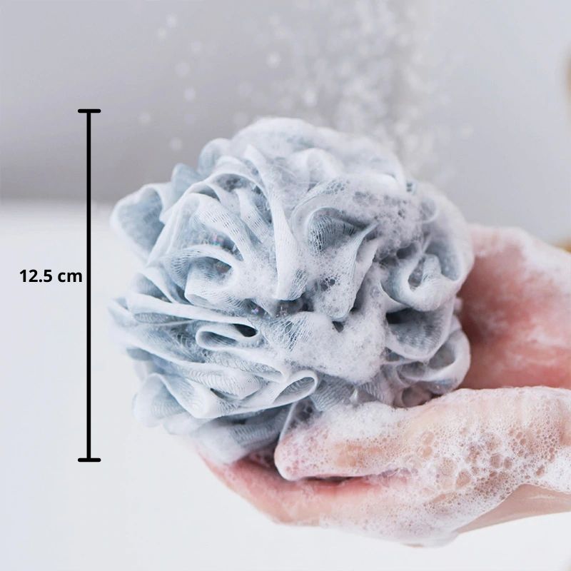 Esponja de Baño Corporal Redonda, LBP, Suave con Cordón, 12.5cm (5in) -Gris