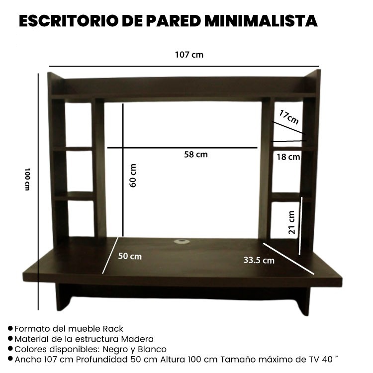 Mueble De Madera MDF Tipo Escritorio De Pared 6 Compartimentos/ ENTREGA SOLO EN CDMX Y AREA METROPOLITANA 