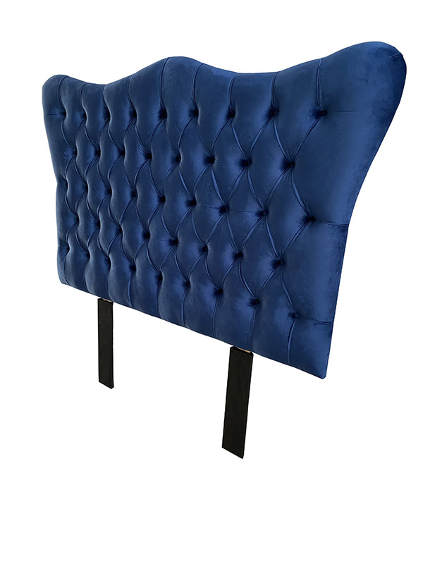 Cabecera Capitonada Zafiro - Queen/Matrimonial, Terciopelo Azul, Recamara moderna 