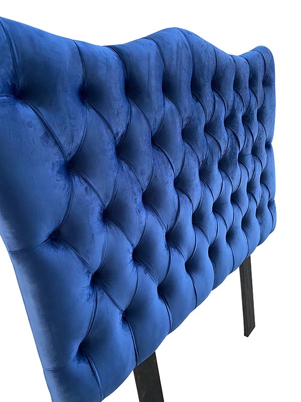 Cabecera Capitonada Zafiro - Individual, Terciopelo Azul, Recamara moderna