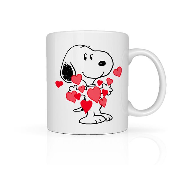 Taza SNOOPY LOVE para Café o Té11oz (330ml), Rapoza Collective, No se despinta, Perfecta para Regalo, Casa u Oficina.
