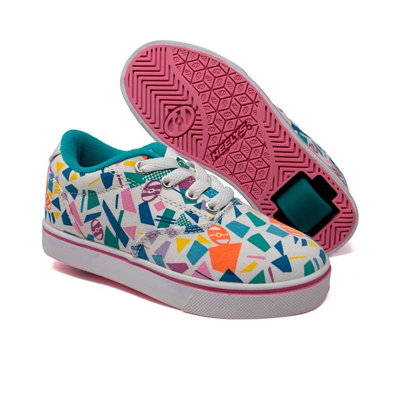 Tenis Patín Heelys Para Niña Blanco Multicolor Con Una Rueda