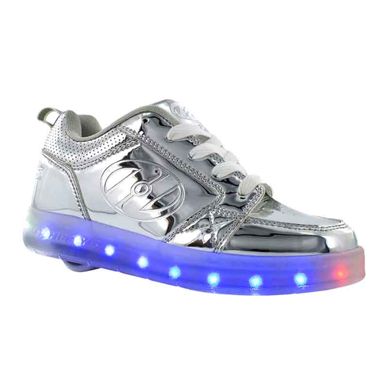 Tenis Heelys Para Niña Plata Luz Led Recargable Una Rueda