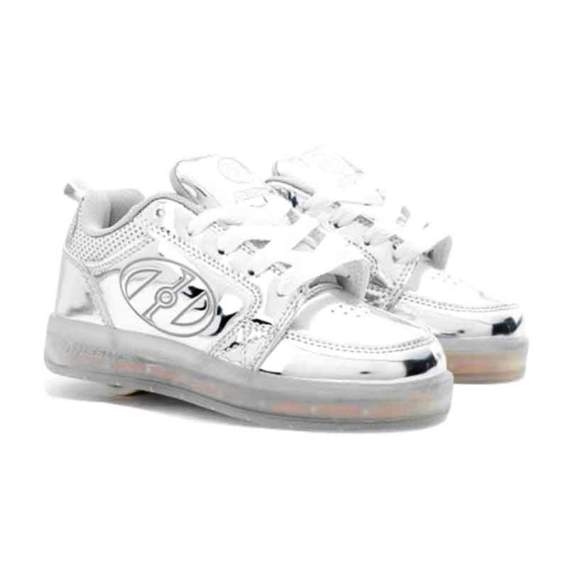 Tenis Heelys Para Niña Plata Luz Led Recargable Una Rueda