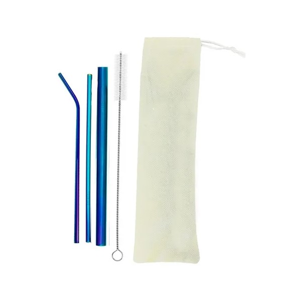 Set 3 Popotes Acero Inoxidable Pajilla Ecologico Bebida Eco