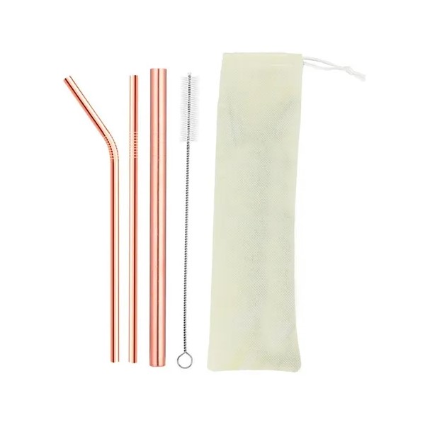 Set 3 Popotes Acero Inoxidable Pajilla Ecologico Bebida Eco