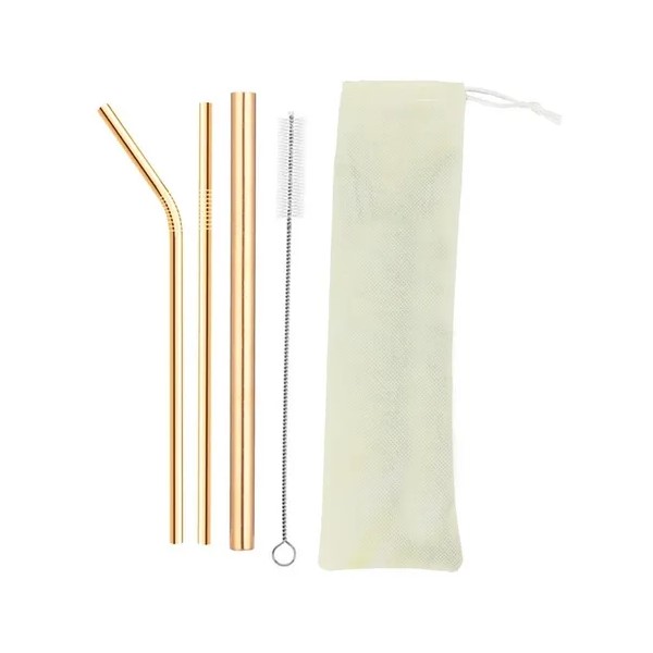 Set 3 Popotes Acero Inoxidable Pajilla Ecologico Bebida Eco