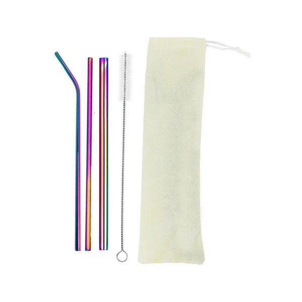 Set 3 Popotes Acero Inoxidable Pajilla Ecologico Bebida Eco