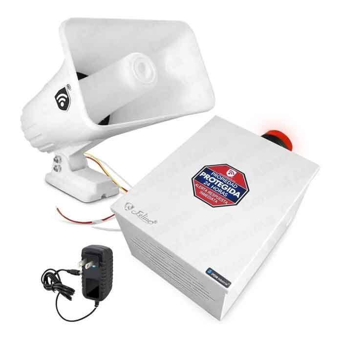 Kit Sirena 2 Tonos 30w Tipo Banco Caja Metalica Estrobo Exterior Proteccion Gabinete Alerta Seguridad Vecinal Casa