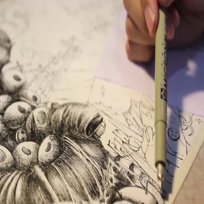 Paquete de 6 Estilografos Marcadores Manga Anime Sketch Dibujo Sakura Pigma Micron Punta Negra