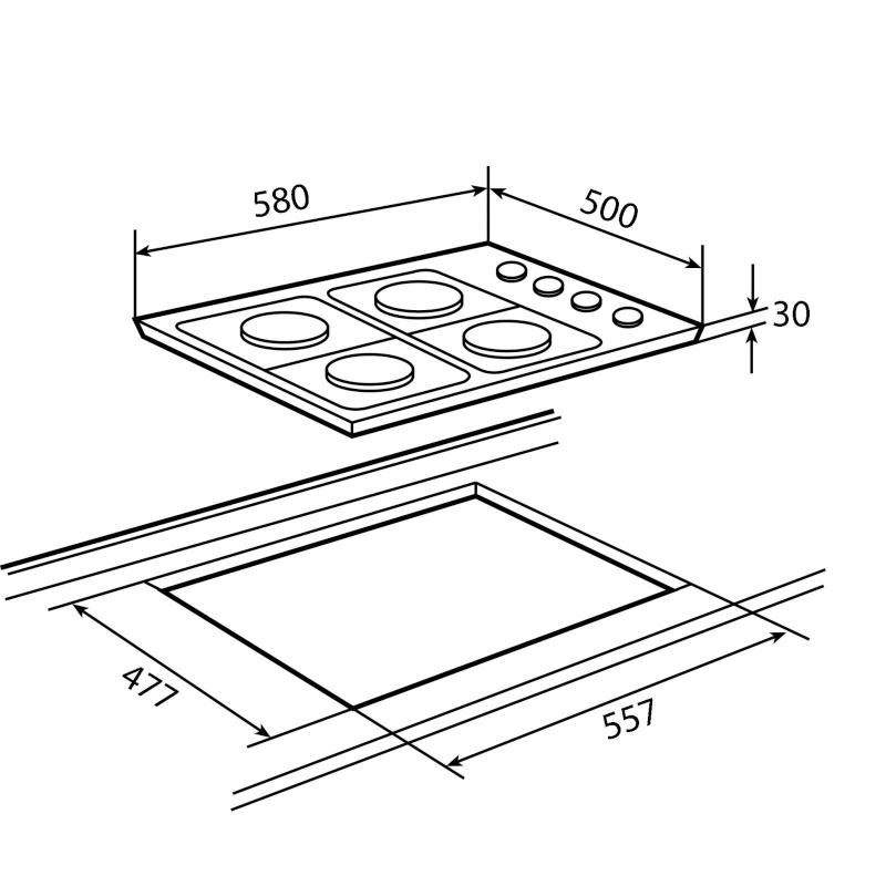 Parrilla de gas Teka EP 60 4G AI de 60cm para empotrar 4 quemadores acero inoxidable ALB