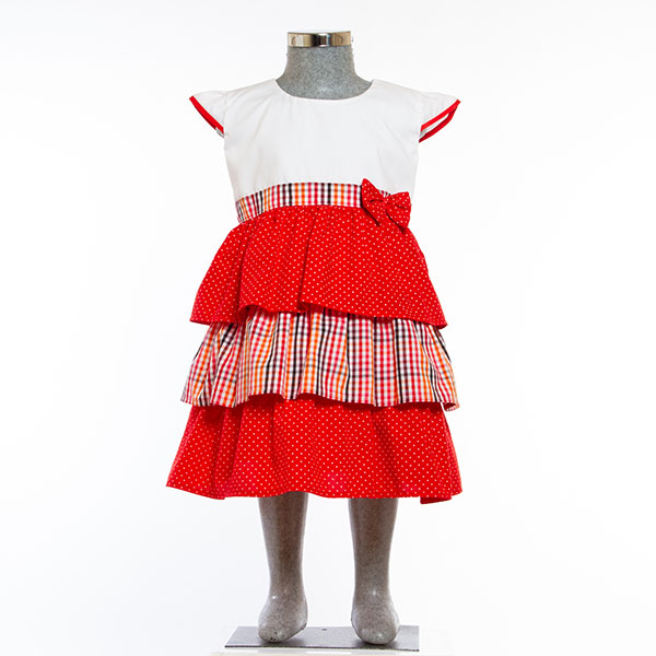 Vestido color Rojo para Niña 1 a 8 años.