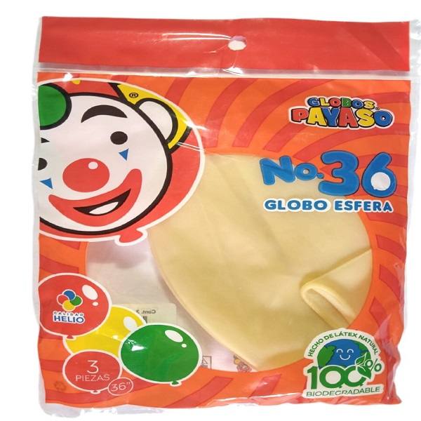 3 Globos Gigantes Esféricos Numero 36 Color Transparente Payaso