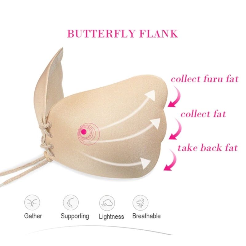 Brassiere Invisible con Copas Adheribles, LBP, Sin Tirantes, Cordón Ajustable -Negro  en Talla A, B, C y D