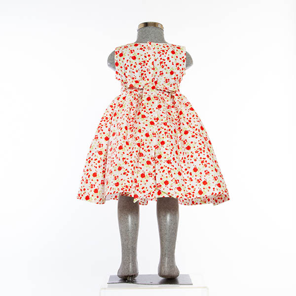 Vestido color Blanco con Flores y Torera Roja 0 a 6 años.