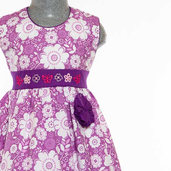 Vestido color Lila Flores Blancas 2069 2 a 10 años