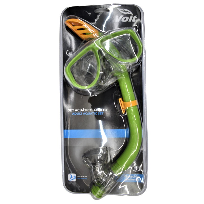 Set Acuatico Voit Adulto Verde Visor y Snorkel Verde