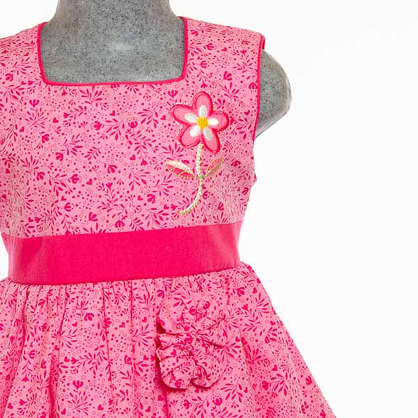 Vestido color Rosa Floreado 2 a 12 años.