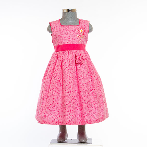 Vestido color Rosa Floreado 2 a 12 años.