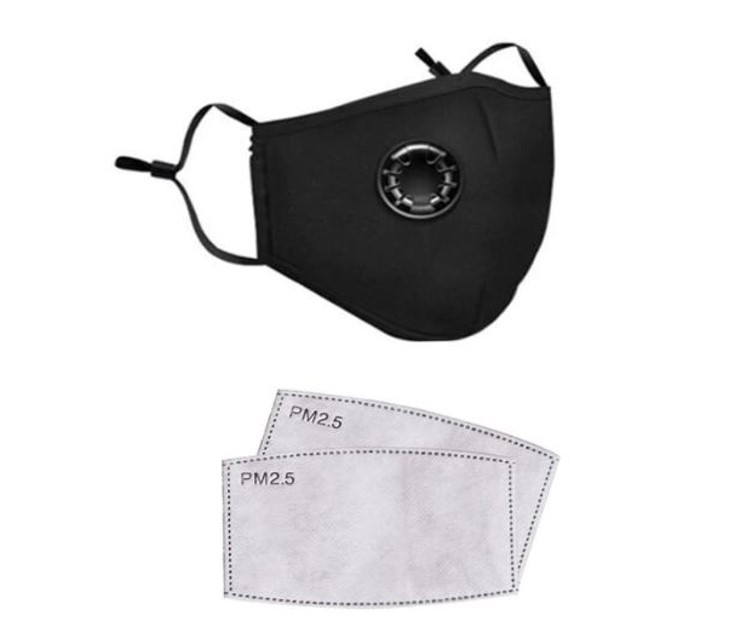 Cubrebocas N95 2 Filtros Pm2.5 Tapabocas Negro Reutilizable