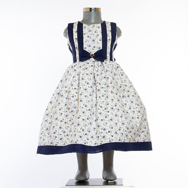 Vestido color Blanco y Azul Marino Floreado 2 a 10 años