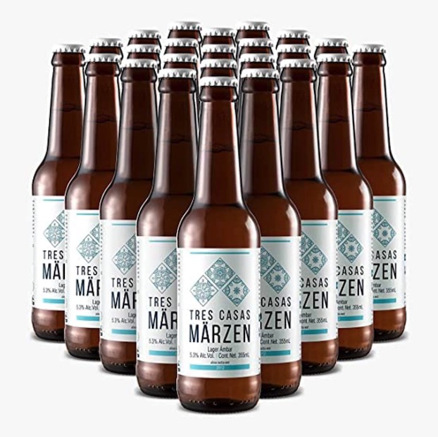 Cerveza Artesanal Tres Casas Marzen. Lager Ámbar. 24 botellas 355 ml