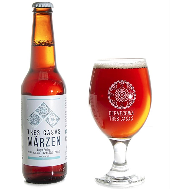 Cerveza Artesanal Tres Casas Marzen. Lager Ámbar. 24 botellas 355 ml