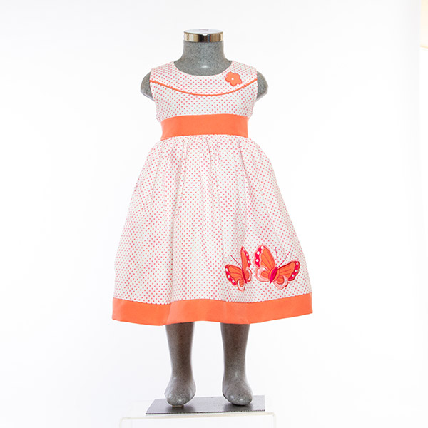 Vestido color Naranja Punteado 2 a 10 años.