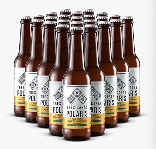 Cerveza Artesanal Tres Casas Polaris. Pacific Pale Ale. 24 botellas 355 ml