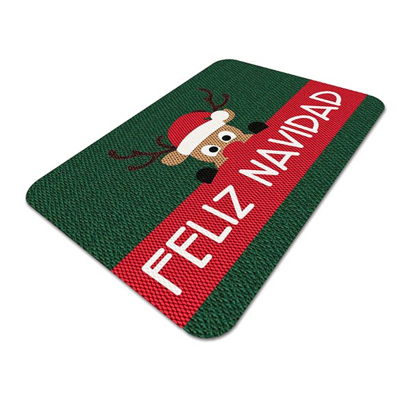 TAPETE DECORATIVO ELITEMAT DISEÑO FELIZ NAVIDAD RENO DE 0.70 X 0.50 MTS