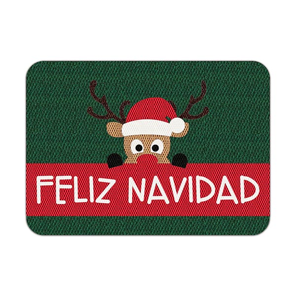 TAPETE DECORATIVO ELITEMAT DISEÑO FELIZ NAVIDAD RENO DE 0.70 X 0.50 MTS