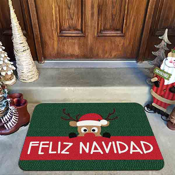 TAPETE DECORATIVO ELITEMAT DISEÑO FELIZ NAVIDAD RENO DE 0.70 X 0.50 MTS