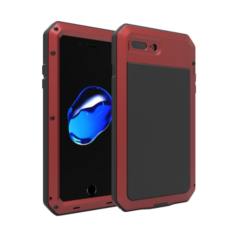 FUNDA USO RUDO PREMIUM IPHONE 8 NEGRO, PLATA Y ROJO