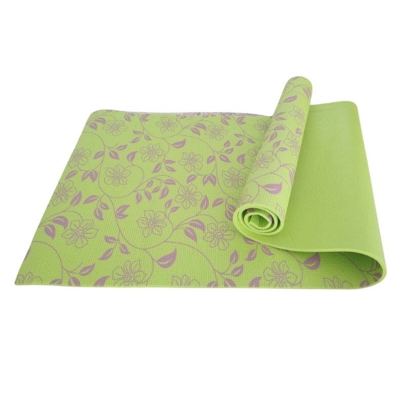 Tapete para Yoga Pilates Ejercicio Fitness, LBP, Estera Yoga Mat, 4mm -Verde Flores