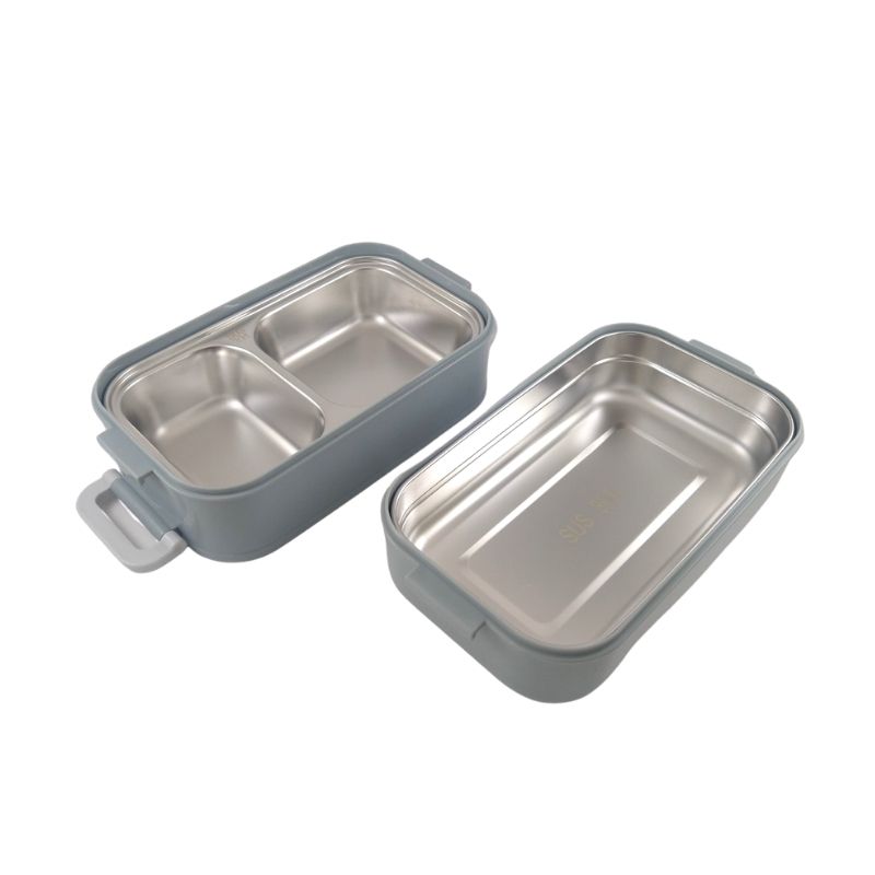 Lunch Box, Fiambrera, Tupper 2 Niveles con Asa, LBP, Acero Inox, Contenedor Alimentos, 21cm (8.2in) -Azul